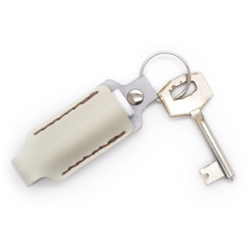 Leather Chapstick Keychain Holder (Eggshell Mint)
